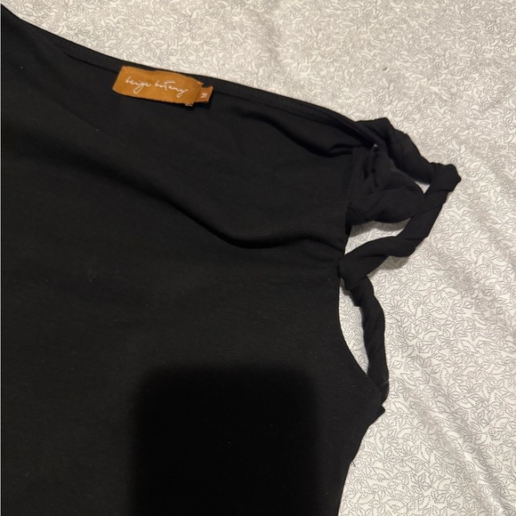 Beige Botany Knit Crop Top Twist Asymmetric Sleeves Medium New - Picture 4 of 9